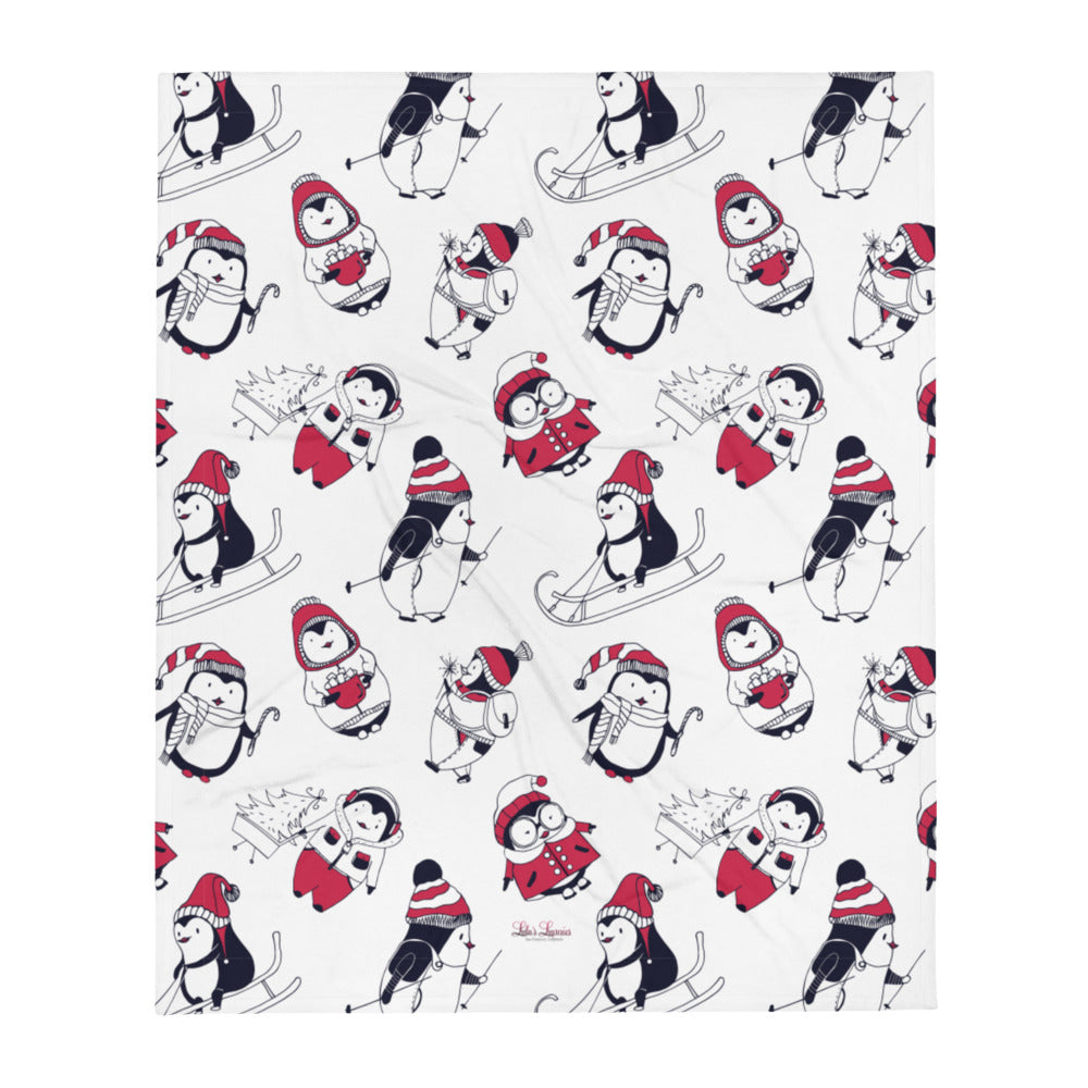 'Penguin Holiday' Throw Blanket