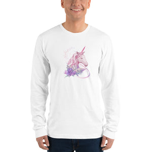 'Pink Unicorn' Adult Unisex Long Sleeve T-Shirt Made In USA