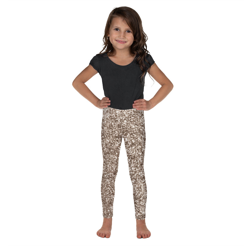 'Gold Glitter Print' Kid's Leggings