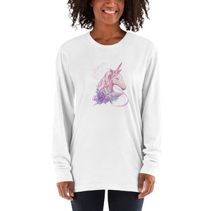 'Pink Unicorn' Adult Unisex Long Sleeve T-Shirt Made In USA