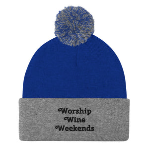 'Worship Wine Weekends' Pom-Pom Beanie