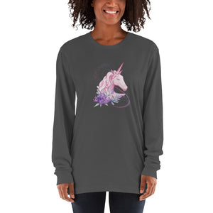 'Pink Unicorn' Adult Unisex Long Sleeve T-Shirt Made In USA