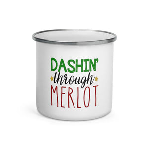 'Dashing Through Merlot' Enamel Mug