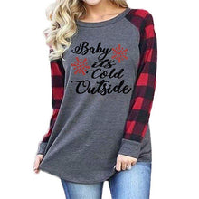 Load image into Gallery viewer, &#39;Baby It&#39;s Cold Outside&#39; Women&#39;s Plaid Pullover Tee
