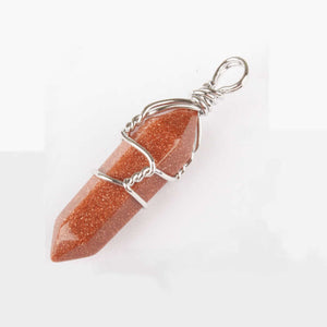 Crystal Healing Stone Pendant Wrap Charm