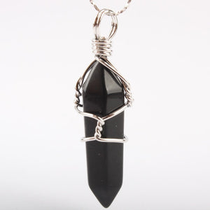 Crystal Healing Stone Pendant Wrap Charm