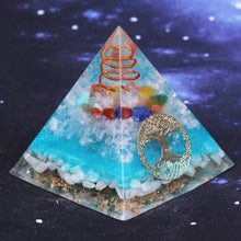 Load image into Gallery viewer, &#39;Tree of Life&#39; Amazonite Crystal Resin Pyramid
