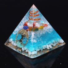 Load image into Gallery viewer, &#39;Tree of Life&#39; Amazonite Crystal Resin Pyramid
