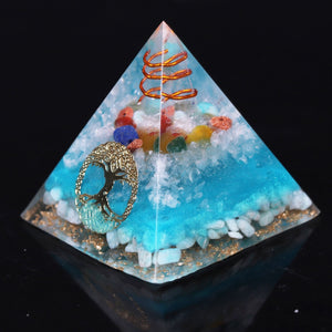 'Tree of Life' Amazonite Crystal Resin Pyramid