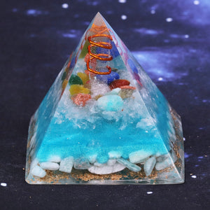 'Tree of Life' Amazonite Crystal Resin Pyramid