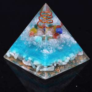 'Tree of Life' Amazonite Crystal Resin Pyramid