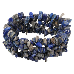 Chunky Stretch Cuff Bracelet - Lapis Lazuli