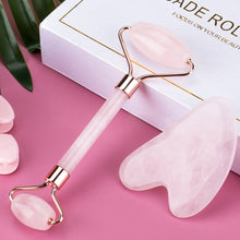 Load image into Gallery viewer, Crystal Face Massagers in Jade and Rose Quartz
