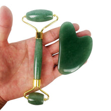 Load image into Gallery viewer, Crystal Face Massagers in Jade and Rose Quartz
