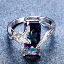 Load image into Gallery viewer, Geometric Rainbow Sterling Silver Ring
