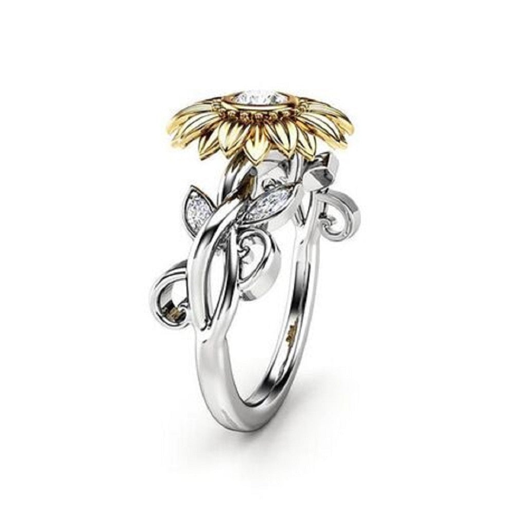 Women's Two Tone Sunflower Ring