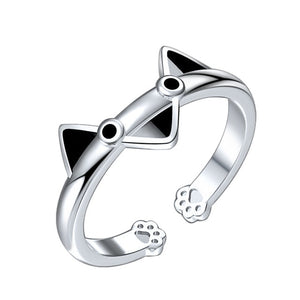 Pawprint & Heart Silver Accent Ring