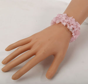 Chunky Stretch Cuff Bracelet - Rose Quartz