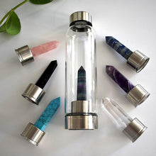 Load image into Gallery viewer, Natural Quartz Gemstone Glass Water Bottle
