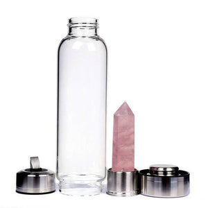 Natural Quartz Gemstone Glass Water Bottle