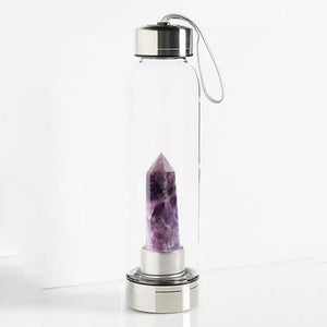 Natural Quartz Gemstone Glass Water Bottle