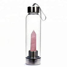 Load image into Gallery viewer, Natural Quartz Gemstone Glass Water Bottle
