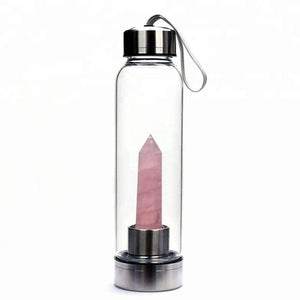 Natural Quartz Gemstone Glass Water Bottle