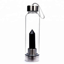 Load image into Gallery viewer, Natural Quartz Gemstone Glass Water Bottle
