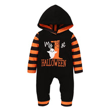 Load image into Gallery viewer, &#39;My 1st Halloween&#39; Pumpkin Hoodie Romper
