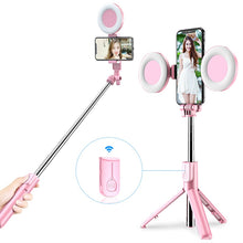 Load image into Gallery viewer, Wireless Bluetooth Selfie Stick with Led Ring Light Foldable Tripod For Smart Phones
