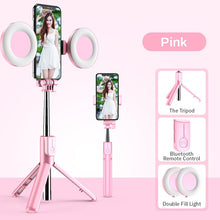 Load image into Gallery viewer, Wireless Bluetooth Selfie Stick with Led Ring Light Foldable Tripod For Smart Phones
