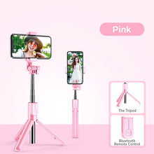 Load image into Gallery viewer, Wireless Bluetooth Selfie Stick with Led Ring Light Foldable Tripod For Smart Phones
