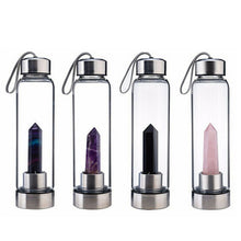 Load image into Gallery viewer, Natural Quartz Gemstone Glass Water Bottle
