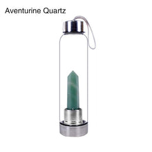 Load image into Gallery viewer, Natural Quartz Gemstone Glass Water Bottle
