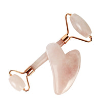 Load image into Gallery viewer, Crystal Face Massagers in Jade and Rose Quartz
