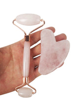 Load image into Gallery viewer, Crystal Face Massagers in Jade and Rose Quartz
