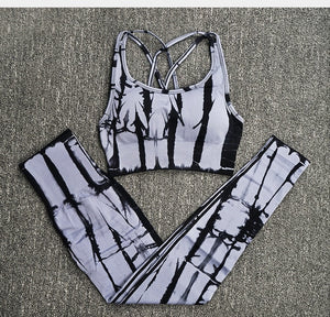 2PC Tie Dye Seamless Women's Yoga Workout Matching Set