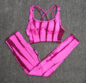 2PC Tie Dye Seamless Women's Yoga Workout Matching Set