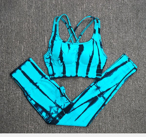 2PC Tie Dye Seamless Women's Yoga Workout Matching Set