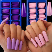 Load image into Gallery viewer, Nail Kit With 100 Pieces Of Solid Color Pointed False Nails: Multiple Color Options Available
