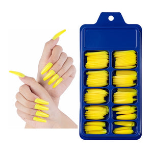 Nail Kit With 100 Pieces Of Solid Color Pointed False Nails: Multiple Color Options Available