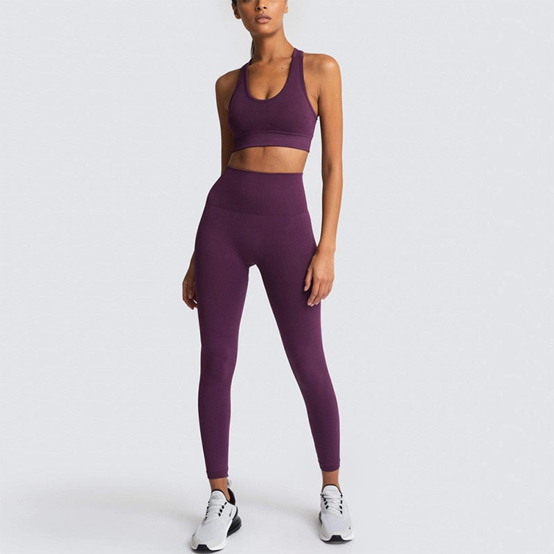 4pcs Seamless Women Yoga Set Workout Sportswear Gym Clothing Sport