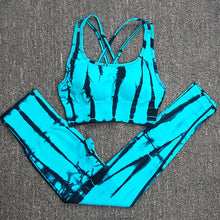 Load image into Gallery viewer, 2PC Tie Dye Seamless Women&#39;s Yoga Workout Matching Set
