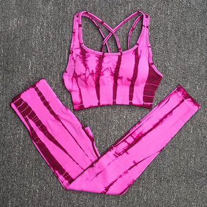 2PC Tie Dye Seamless Women's Yoga Workout Matching Set