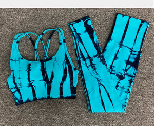 2PC Tie Dye Seamless Women's Yoga Workout Matching Set