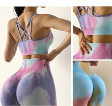 Load image into Gallery viewer, 2PC Tie Dye Seamless Women&#39;s Yoga Workout Matching Set
