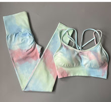 Load image into Gallery viewer, 2PC Tie Dye Seamless Women&#39;s Yoga Workout Matching Set
