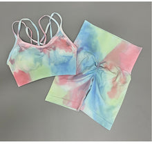 Load image into Gallery viewer, 2PC Tie Dye Seamless Women&#39;s Yoga Workout Matching Set
