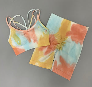 2PC Tie Dye Seamless Women's Yoga Workout Matching Set