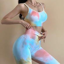 Load image into Gallery viewer, 2pcs Tie Dye Seamless High Waist Yoga Matching Set
